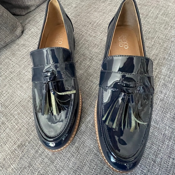 Franco Sarto, Shiny Navy Loafers with Tassels, 8.5 - Picture 1 of 3